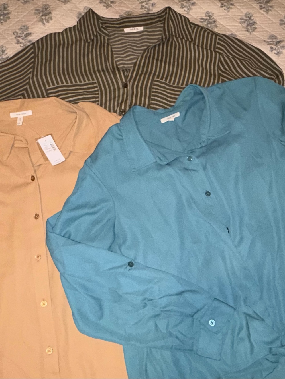 Maurices Button-Down Shirts in Teal, Camel, and Olive Stripe